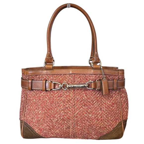 Coach F11215 Scaro Tweed Herringbone Hampton Satchel EUC - Picture 1 of 13